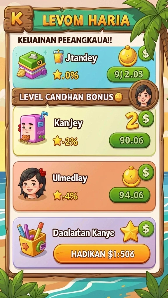 Pengaturan level yang menantang dan seru.