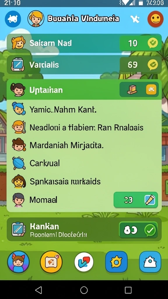 Menu permainan yang bervariasi dan mudah diakses.